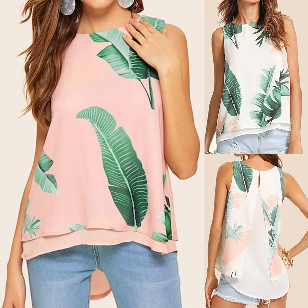 Fashion Women O-Neck Leaves Print Sleeveless Split Back Vest Foldover Tank Tops haut femme roupas feminina35
Fashion Women O-Neck Leaves Print Sleeveless Split Back Vest Foldover Tank Tops haut femme roupas feminina35