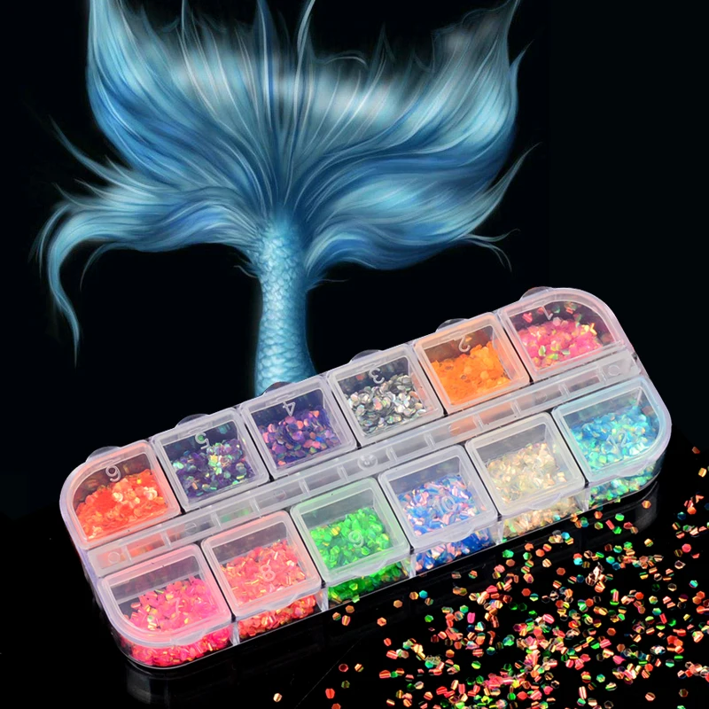 12 Colors/Box Colorful Scales Nail Sequins Shining Mixed Manicure Nail Art Accessories DIY for Nails Decoration
12 Colors/Box Colorful Scales Nail Sequins Shining Mixed Manicure Nail Art Accessories DIY for Nails Decoration