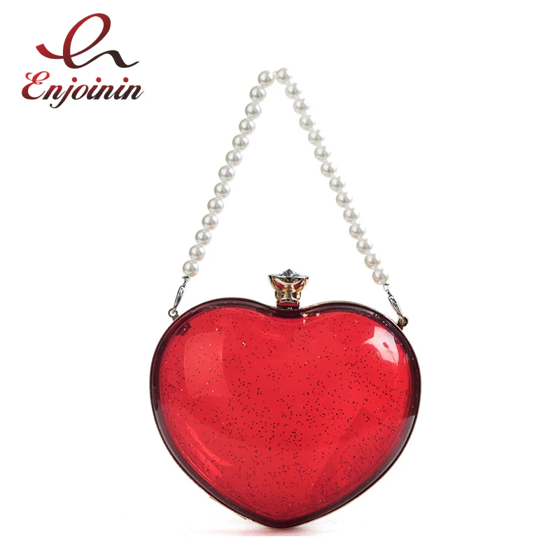 Fashion Pearl Chain Tote Acrylic Heart Shaped Ladies Chain Purse Party Clutch Bag Shoulder Bag Tote Crossbody Mini Messenger Bag
Fashion Pearl Chain Tote Acrylic Heart Shaped Ladies Chain Purse Party Clutch Bag Shoulder Bag Tote Crossbody Mini Messenger Bag
