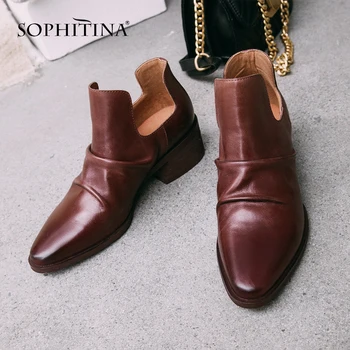 SOPHITINA New Stylish Genuine Leather Slip-On Women Boots Design Autumn Pointed Toe Square Heel Shoes Shallow Ladies Boots MO231
SOPHITINA New Stylish Genuine Leather Slip-On Women Boots Design Autumn Pointed Toe Square Heel Shoes Shallow Ladies Boots MO231