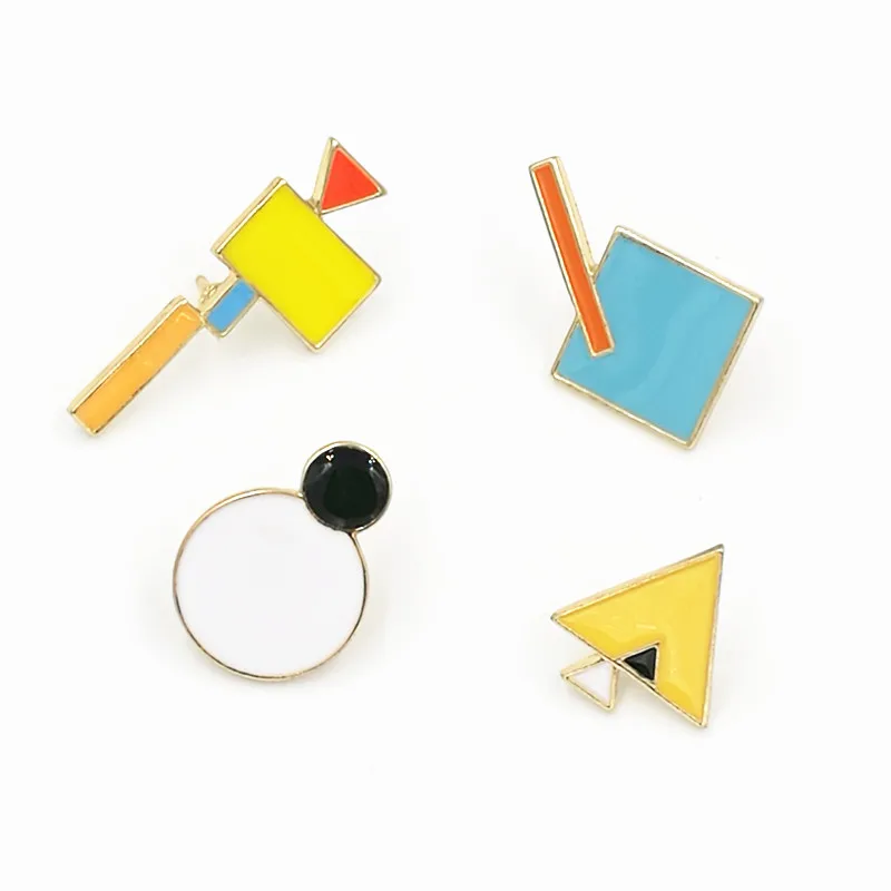 Image X182 Colorful Geometry Metal Brooch Pins Button Pins Jeans Bag Decoration Brooches Gift Wholesale