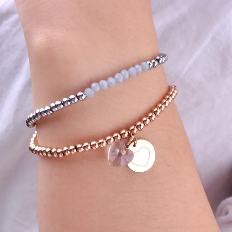 Top Quality Rose Gold/Sliver Plated Stainless steel and resin beads Bracelets & Bangles Jewelry Heart Crystal Bracelets
Top Quality Rose Gold/Sliver Plated Stainless steel and resin beads Bracelets & Bangles Jewelry Heart Crystal Bracelets