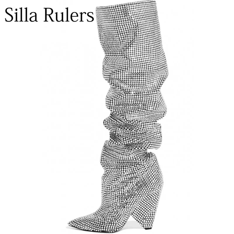 Silla Rulers Hot! Crystal drill Sharp head Knee high boots top quality new handmade high top over knee women luxury boots
Silla Rulers Hot! Crystal drill Sharp head Knee high boots top quality new handmade high top over knee women luxury boots