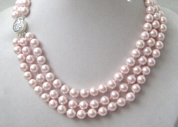 ddh003448 Beautiful 3row 8mm pink perfect round sea shell pearl necklace-925 silver clasp
ddh003448 Beautiful 3row 8mm pink perfect round sea shell pearl necklace-925 silver clasp