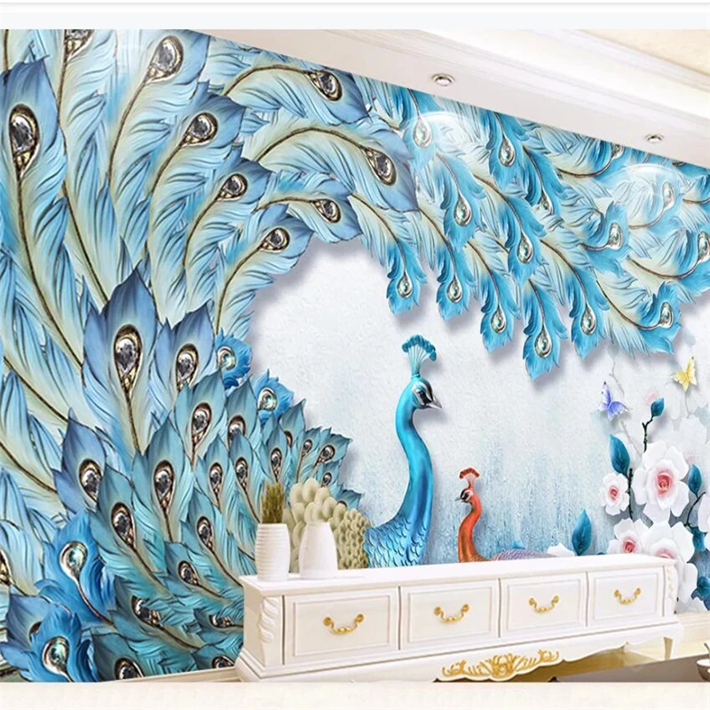 beibehang Modern fresh three-dimensional relief 3D peacock love flower open rich wall custom large mural wallpaper
beibehang Modern fresh three-dimensional relief 3D peacock love flower open rich wall custom large mural wallpaper