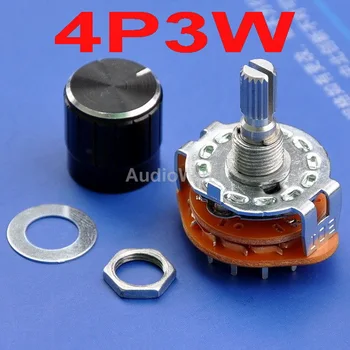 ( 4 pcs/lot ) 4 Pole 3 Way MBB Rotary Switches, with Knobs.