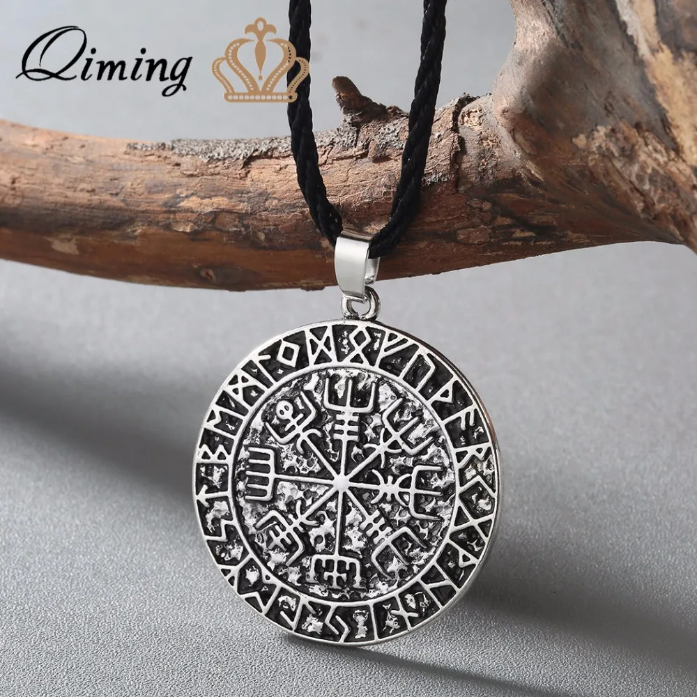 QIMING Viking Jewelry Antique Silver Vegvisir Charm Necklace Chokers Pendant Runic necklace Viking Compass pendant Man necklace
QIMING Viking Jewelry Antique Silver Vegvisir Charm Necklace Chokers Pendant Runic necklace Viking Compass pendant Man necklace