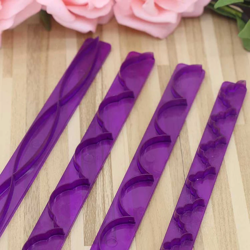 4Pcsset Long Skirt Lace Strip Die Fondant Cake Mold Cake Embossing Cutters DIY Ribbon Styling Tool Pastry Wedding Baking Tools6