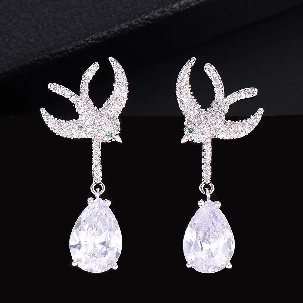 Personality Swallow Bird Pierced Waterdrop Pendant Cubic Zirconia Long Dangle Drop Earrings For Women Wedding Engagement
Personality Swallow Bird Pierced Waterdrop Pendant Cubic Zirconia Long Dangle Drop Earrings For Women Wedding Engagement