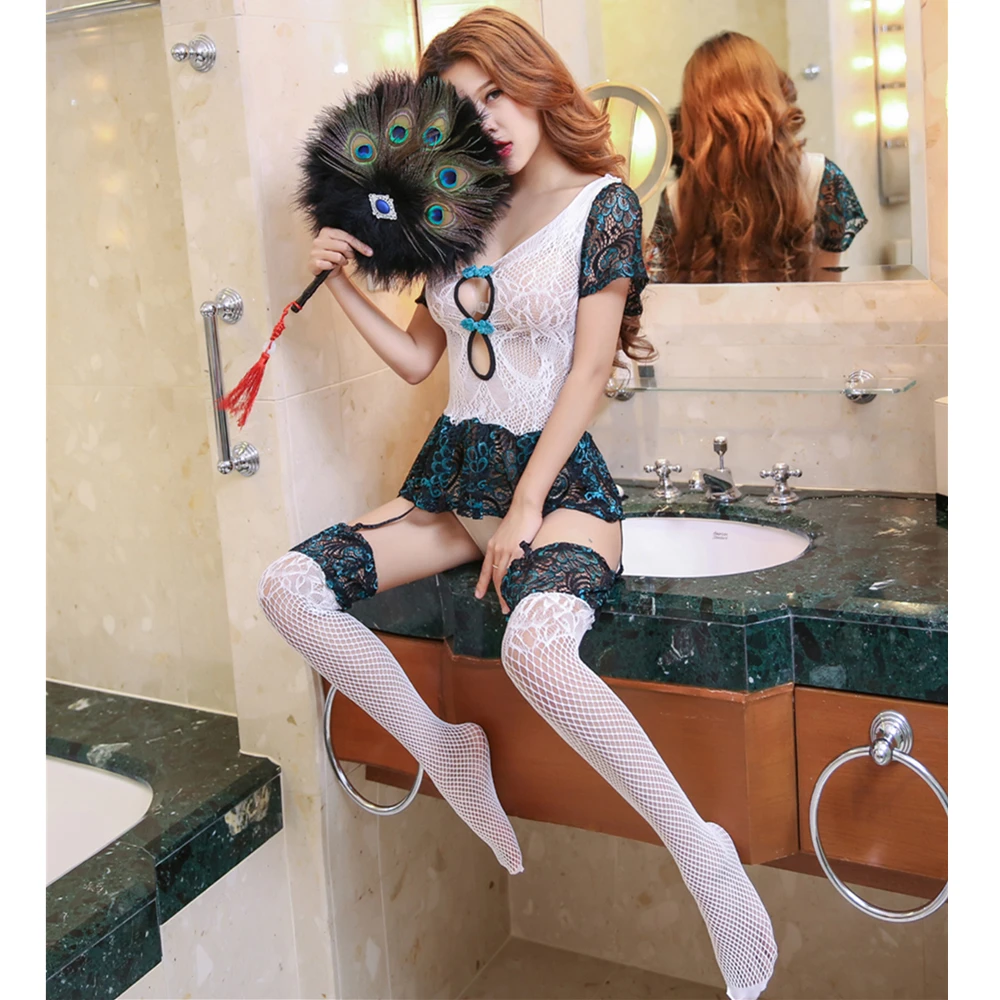 Sexy Lingerie Women Set Lace Peacock Embroidery Cheongsam Erotic Lingerie Sexy Hot Hollow Backless Sexi Woman Lingerie+Stockings
Sexy Lingerie Women Set Lace Peacock Embroidery Cheongsam Erotic Lingerie Sexy Hot Hollow Backless Sexi Woman Lingerie+Stockings