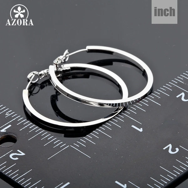 Классические серьги кольца AZORA TE0023 белого и золотого цвета|hoop earrings|earrings hoop