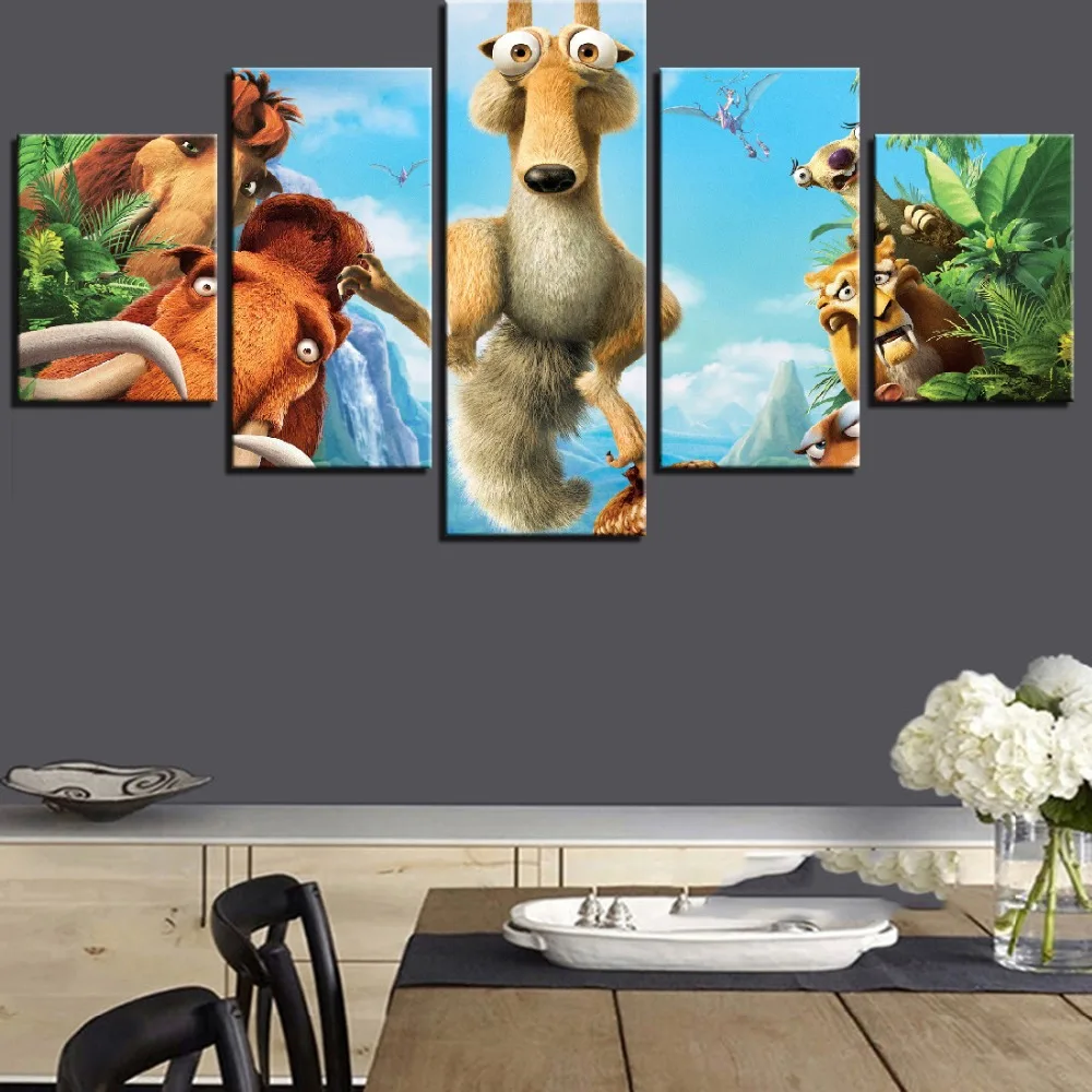 HD Prints Canvas Pictures Modern Wall Art 5 Pieces Cartoon Movie Ice Age Squirrel Animals Paintings Poster Home Decor Framework
HD Prints Canvas Pictures Modern Wall Art 5 Pieces Cartoon Movie Ice Age Squirrel Animals Paintings Poster Home Decor Framework