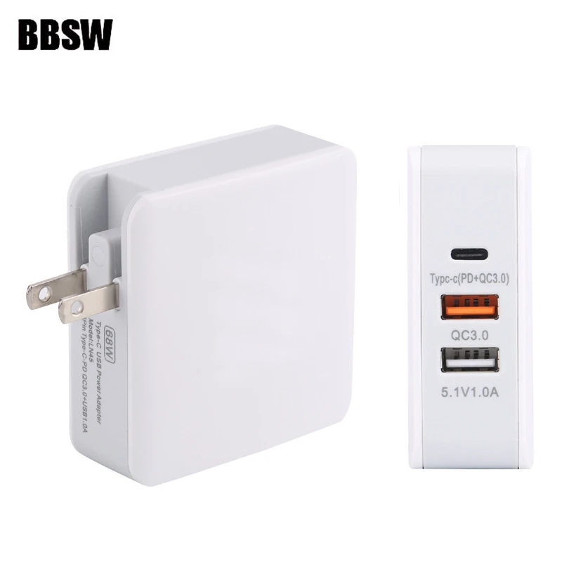 

BBSW 68W USB Type-C/PD+QC 3.0 USB Wall Fast Charger For iPhone Xs MAX Xr Xs X 8 Plus MacBook Pro Nintendo USB-C PD Fast Charger