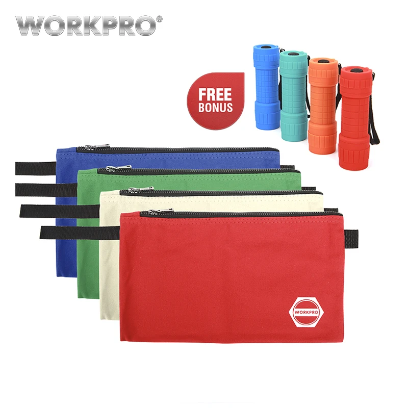 WORKPRO Canvas Bags Storage Zipper bags for Tools Stationery Bags Combo with 4pc Bonus LED Flashlight
WORKPRO Canvas Bags Storage Zipper bags for Tools Stationery Bags Combo with 4pc Bonus LED Flashlight