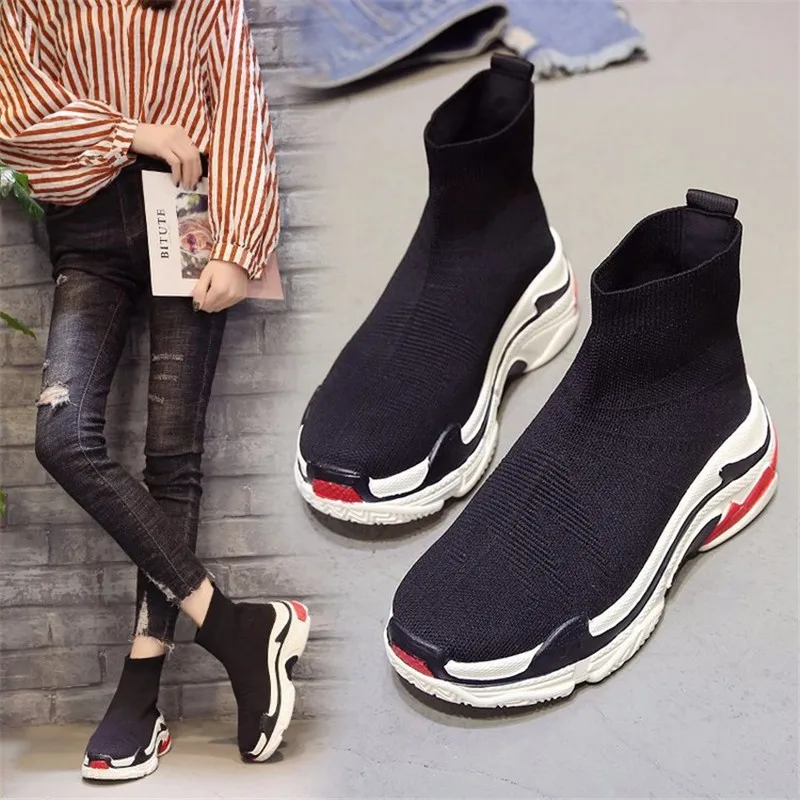 Women boot fashion breathable spring Autumn Black knit platform socks Sneaker Comfortable light casual Knit elastic high shoes
Women boot fashion breathable spring Autumn Black knit platform socks Sneaker Comfortable light casual Knit elastic high shoes