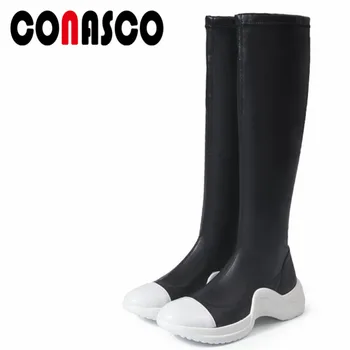 CONASCO Fashion Women Knee High Boots Autumn Winter Warm High Heels Shoes Woman Round Toe Casual Quality Platforms Brand Boots
CONASCO Fashion Women Knee High Boots Autumn Winter Warm High Heels Shoes Woman Round Toe Casual Quality Platforms Brand Boots