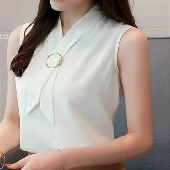 Women Summer Sleeveless Elegant Chiffon Blouses Solid Casual Top Vest Korean Soft Female Clothing office lady slim Shirt
Women Summer Sleeveless Elegant Chiffon Blouses Solid Casual Top Vest Korean Soft Female Clothing office lady slim Shirt