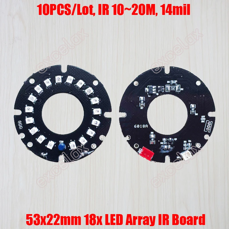 10 шт./лот 18x LED массив ИК м ~ 20 DC 12 В печатная плата 53x22 мм размер 60 инфракрасное