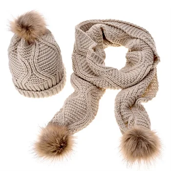 

fashion women knitted hat muffler set winter warm jacquard weave curling scarf hat birthday gift female winter accessories