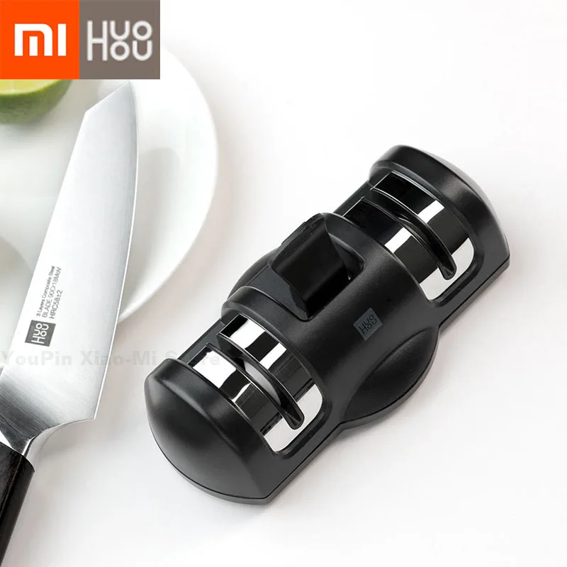 Фото Xiaomi Mijia Huohou точилка для ножей 2 этапа двойное колесо точильный камень инструмент