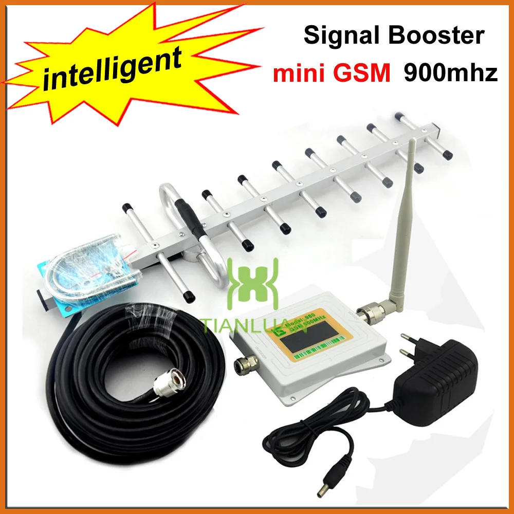 

Mini Intelligent Display Mobile phone GSM 900mhz Signal Booster 2G GSM980 Signal Repeater with Whip Antenna / Yagi Antenna White