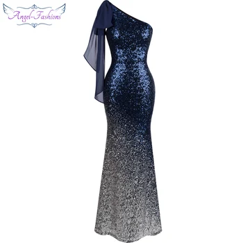 Angel-fashions Long Evening Dress Vintage Sequin Mermaid