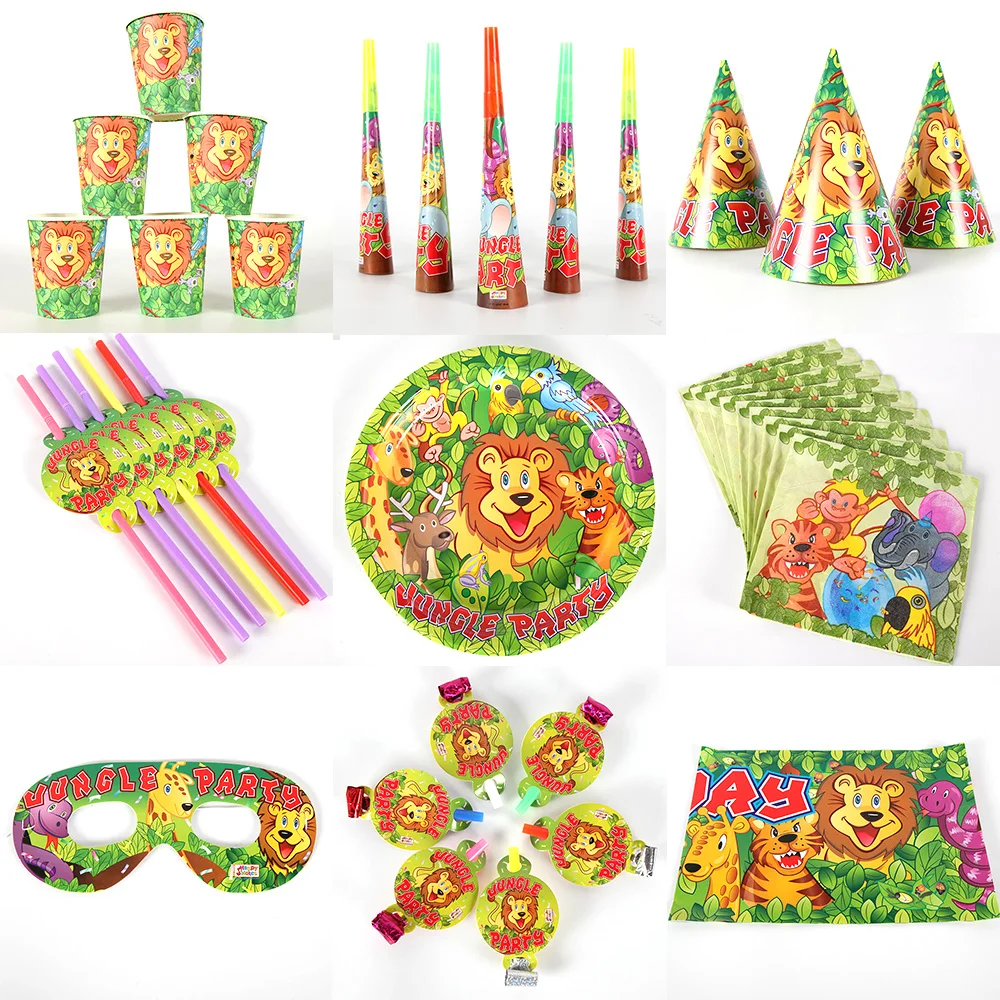 Cartoon Jungle Party Theme Disposable Tableware Sets Baby Shower Cartoon Party Favors Decoration Package Collection
Cartoon Jungle Party Theme Disposable Tableware Sets Baby Shower Cartoon Party Favors Decoration Package Collection