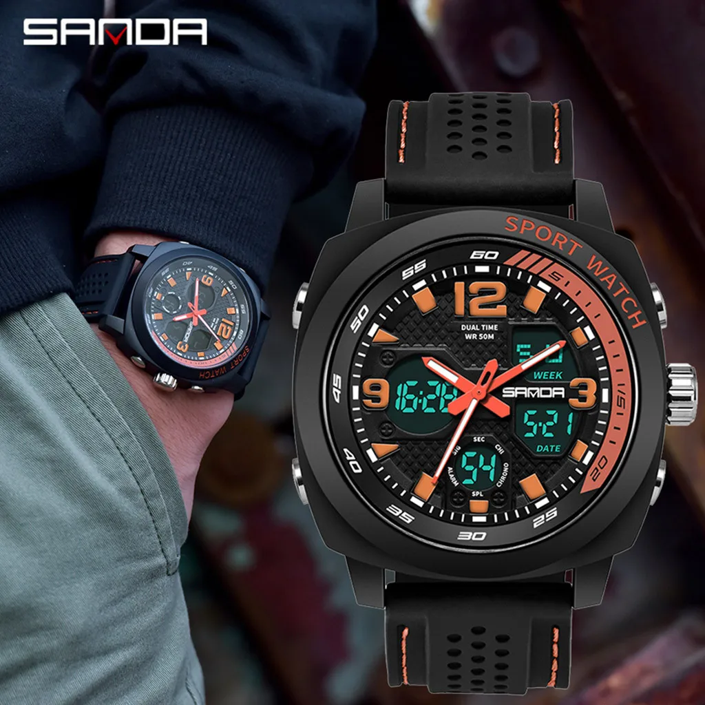 Men Sport Watch Dual Display Analog Digital LED Electronic Wrist sport watch Electronic digital Watch gifts Men's luminous
Men Sport Watch Dual Display Analog Digital LED Electronic Wrist sport watch Electronic digital Watch gifts Men's luminous
