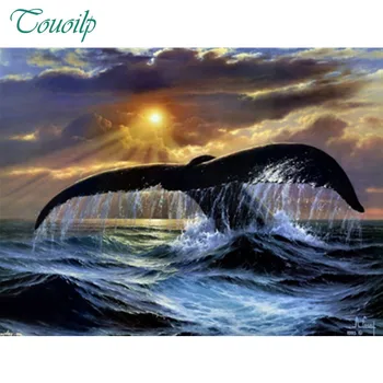 

Touoilp 5D DIY Diamond Embroidery Sunset Sea Whale Tail Square, round, full Diamond Cross Painting Stitch Mosaic Decoration