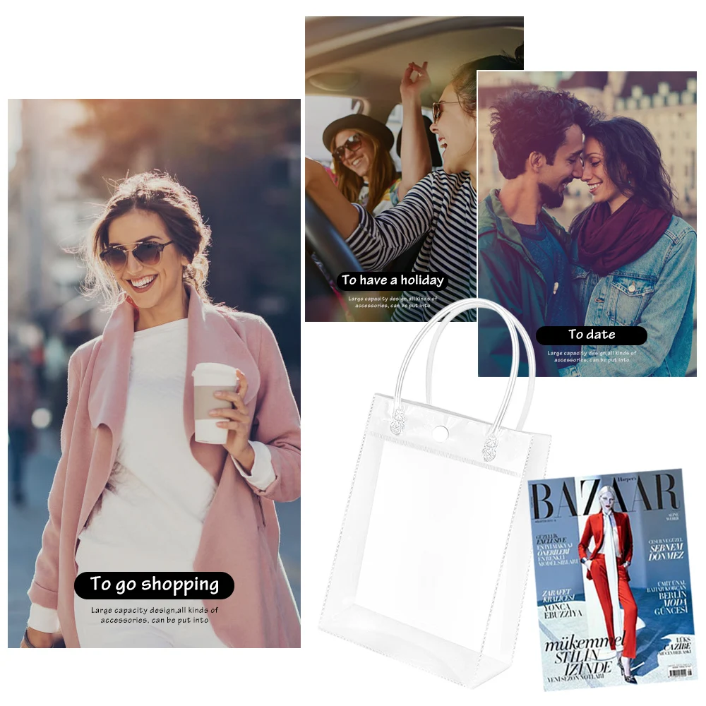 PVC Clear Bag Transparent Tote FashionWomen Handbag Gift Hand Bag Bag Jelly Bag for Christmas Thanksgiving Huge Capacity
PVC Clear Bag Transparent Tote FashionWomen Handbag Gift Hand Bag Bag Jelly Bag for Christmas Thanksgiving Huge Capacity