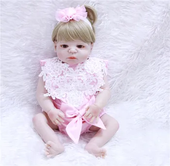 Real blonde hair girl bebe full silicone reborn dolls 22"55cm children bath doll play house toys gift bonecas
Real blonde hair girl bebe full silicone reborn dolls 22"55cm children bath doll play house toys gift bonecas