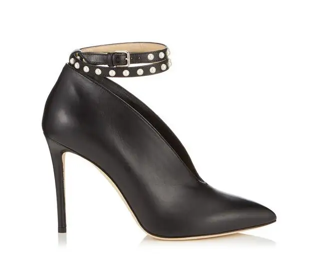 Women Black Leather Rivet Ankle Straps High Heel Ankle Boots Sexy Pointed Toe Black Shiny Short Booties
Women Black Leather Rivet Ankle Straps High Heel Ankle Boots Sexy Pointed Toe Black Shiny Short Booties