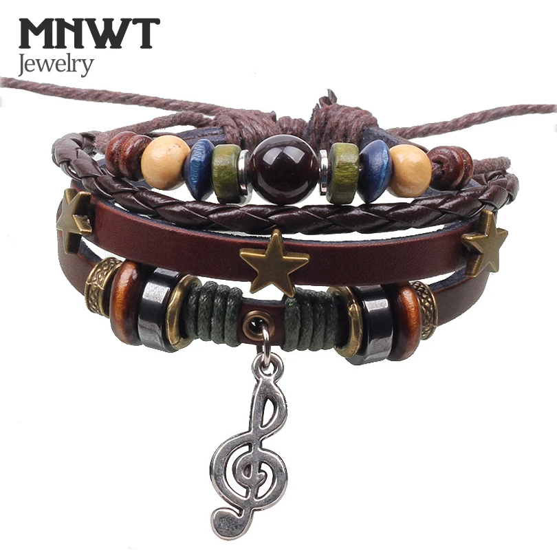 Модный кожаный многослойный браслет с подвеской MNWT плетеные браслеты