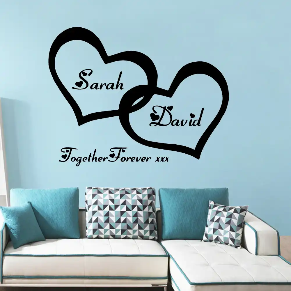 Pegatina De Vinilo Personalizada Con Nombre Para Pared Corazon