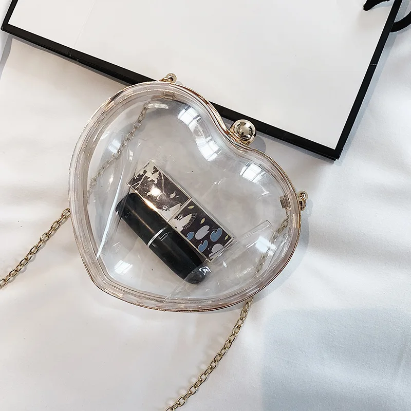 New Love Heart-shaped Small bag women 2019 new Korean fashion Joker chain transparent shoulder slung heart bag
New Love Heart-shaped Small bag women 2019 new Korean fashion Joker chain transparent shoulder slung heart bag