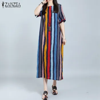 ZANZEA Summer 2020 Women Long Maxi Dress Casual Loose O Neck Short Sleeve Striped Vintage Ankle Length Dress Vestidos Plus Size
ZANZEA Summer 2020 Women Long Maxi Dress Casual Loose O Neck Short Sleeve Striped Vintage Ankle Length Dress Vestidos Plus Size