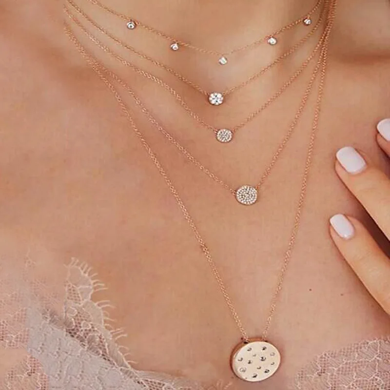 2019 Simple Statement Round Crystal Disco Coin Chain Necklace Pendant Gold Sequins Multi Layers Necklaces Women Punk Neck Collar
2019 Simple Statement Round Crystal Disco Coin Chain Necklace Pendant Gold Sequins Multi Layers Necklaces Women Punk Neck Collar