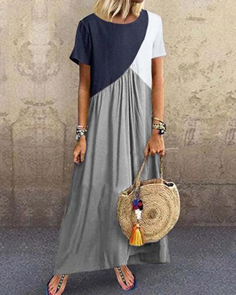 2019 Plus Size Women Casual Short Sleeve Patchwork Color Dress Summer Loose O-neck Party Beach Splice Dress
2019 Plus Size Women Casual Short Sleeve Patchwork Color Dress Summer Loose O-neck Party Beach Splice Dress