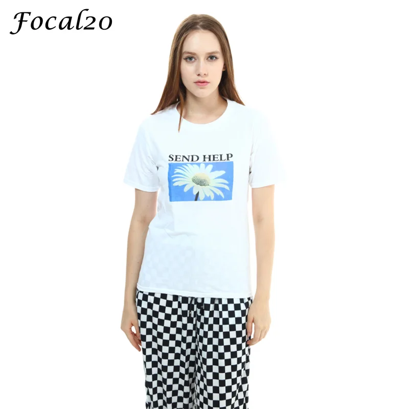 Focal20 Harajuku Daisy Print Women T-shirt Short Sleeve Send Help letter Print Loose Summer T Shirt Tee Top Streetwear
Focal20 Harajuku Daisy Print Women T-shirt Short Sleeve Send Help letter Print Loose Summer T Shirt Tee Top Streetwear