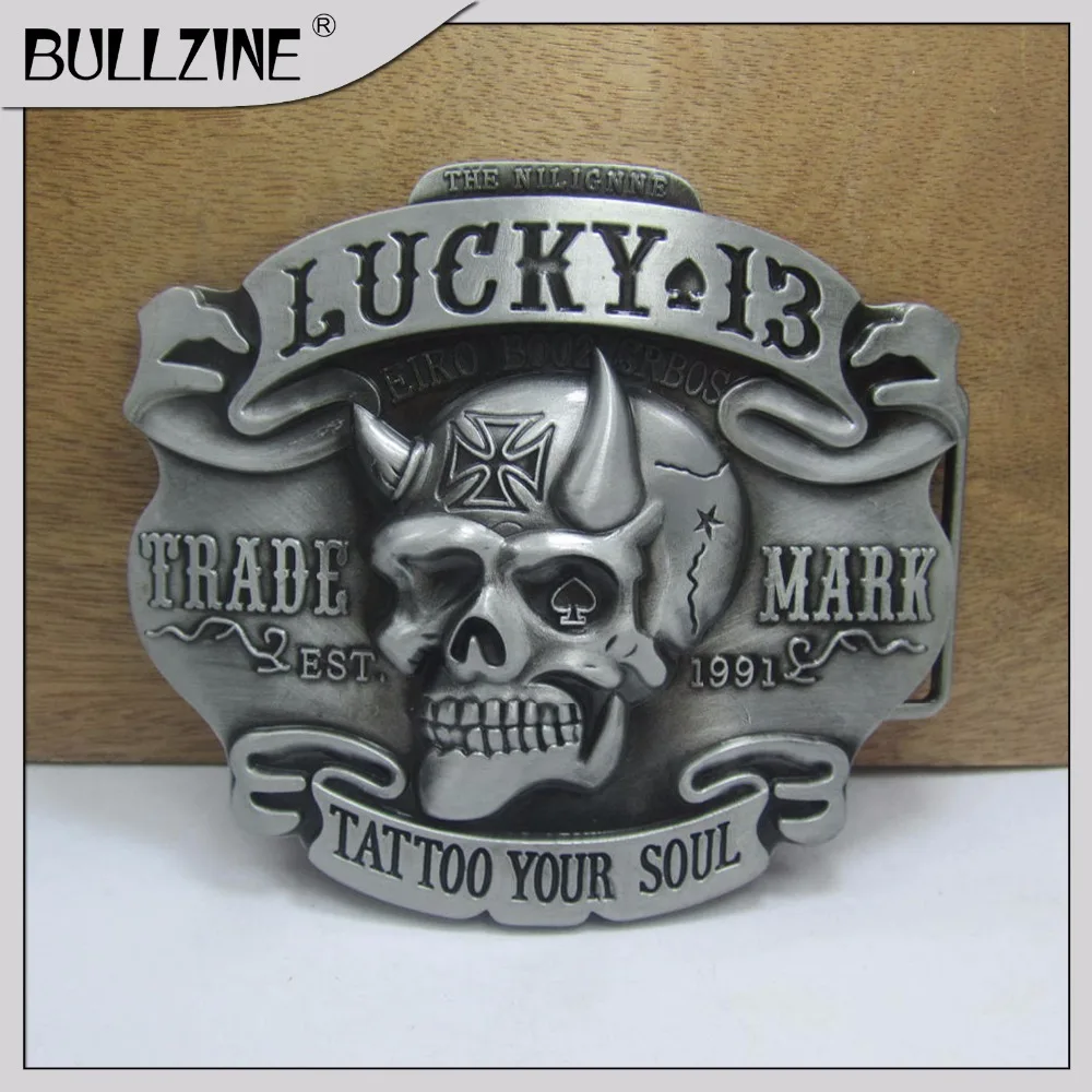 The Bullzine lucky 13 belt buckle with pewter finish FP-03646 suitable for 4cm width belt
The Bullzine lucky 13 belt buckle with pewter finish FP-03646 suitable for 4cm width belt