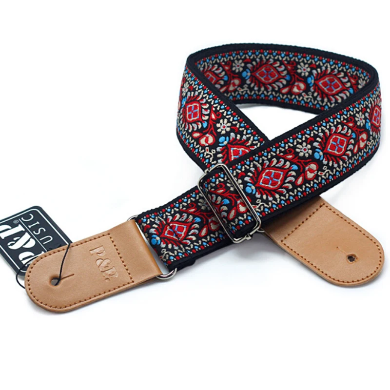 Fashion 3 Colors Vintage Flowers Stripes Acoustic Electric Guitar Strap Woven Embroidery Fabrics Leather Ends Strap
Fashion 3 Colors Vintage Flowers Stripes Acoustic Electric Guitar Strap Woven Embroidery Fabrics Leather Ends Strap