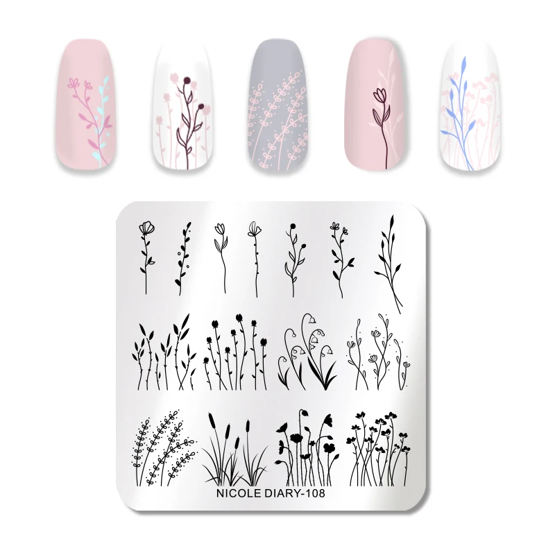 NICOLE DIARY Plants Nail Stamping Plate Ice Cream Image Stamp Templates Floral Nail Art Stencils Manicure Print Tools
NICOLE DIARY Plants Nail Stamping Plate Ice Cream Image Stamp Templates Floral Nail Art Stencils Manicure Print Tools