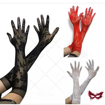 

3 Colors Womens Sexy Stretch Lace Opear/Long Length Gloves summer sunscreen thin long UV blocking gloves