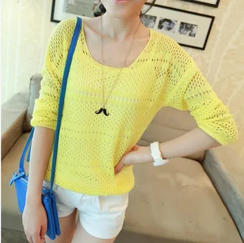 Women sweater after short before long sweater hollow-out round neck sleeve thin women's pullovers smock coat female promotion
Women sweater after short before long sweater hollow-out round neck sleeve thin women's pullovers smock coat female promotion