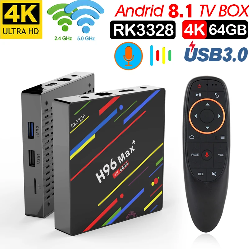 

H96 MAX Plus Smart TV Box Android 8.1 TVBox 4 gb Ram 32 gb/64 gb Rom Rockchip RK3328 1080 p 4 k H.265 USB3.0 IP TV Set Top box