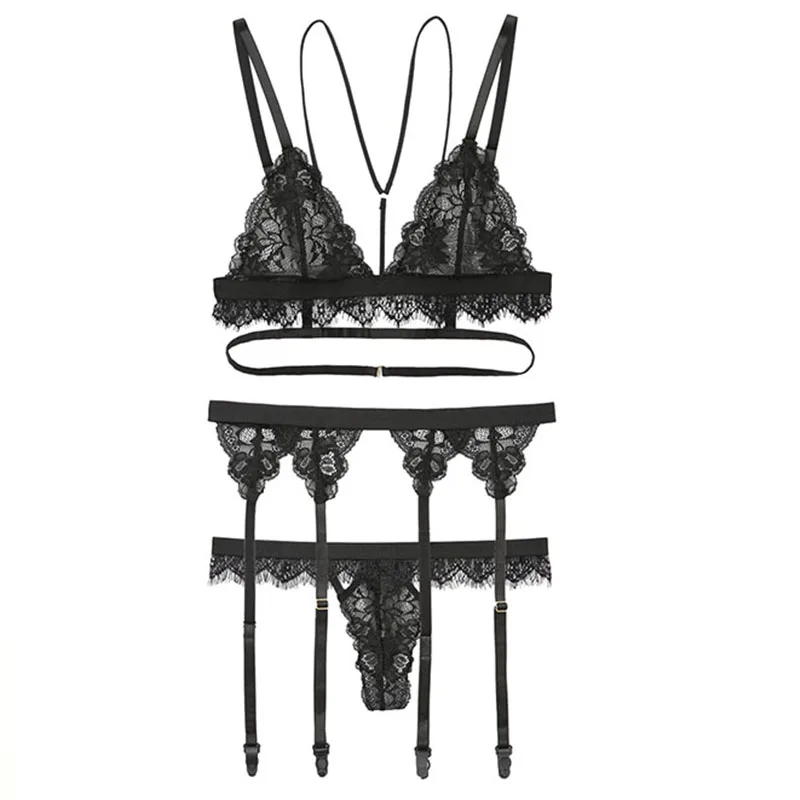 3 Pcs/Set Lace Bra and Panty with Garter Sexy Lingerie Eyelash Transparent Ultra-thin Solid Lolita Style Women Underwear Sets
3 Pcs/Set Lace Bra and Panty with Garter Sexy Lingerie Eyelash Transparent Ultra-thin Solid Lolita Style Women Underwear Sets