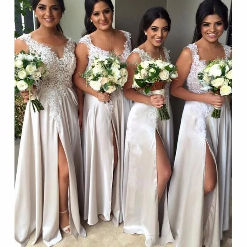 Long Cheap Lace Bridesmaid Dresses 2017 Sexy Split Side Scoop A Line Satin Cap Sleeve Wedding Party Dress plus size maxi 2-26w
Long Cheap Lace Bridesmaid Dresses 2017 Sexy Split Side Scoop A Line Satin Cap Sleeve Wedding Party Dress plus size maxi 2-26w