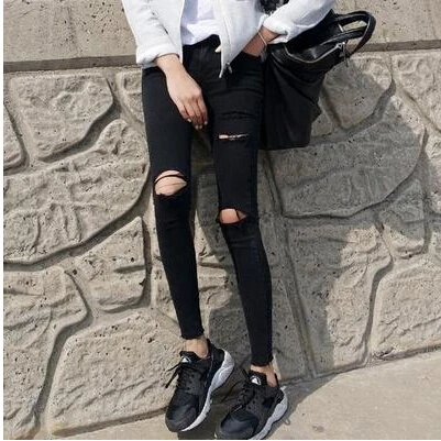 Women Jeans 2019 Brand Casual High Street Summer Fashion High Waist Black Ripped Slim Knee Hole Pencil Denim Pants
Women Jeans 2019 Brand Casual High Street Summer Fashion High Waist Black Ripped Slim Knee Hole Pencil Denim Pants