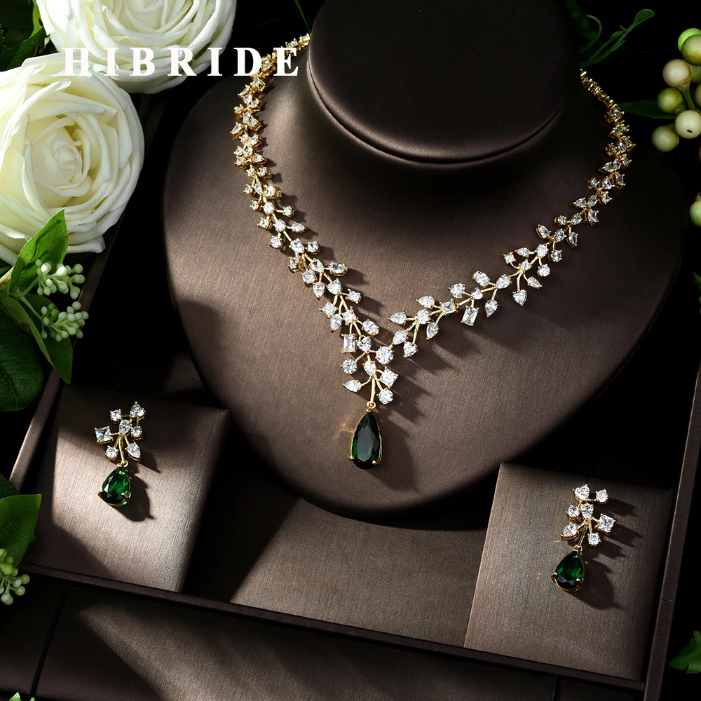 HIBRIDE Charm Green Water Drop Dubai Jewelry Sets Gold Color Wedding Necklace Earrings Sets Bijoux bijoux mariage N-1014
HIBRIDE Charm Green Water Drop Dubai Jewelry Sets Gold Color Wedding Necklace Earrings Sets Bijoux bijoux mariage N-1014