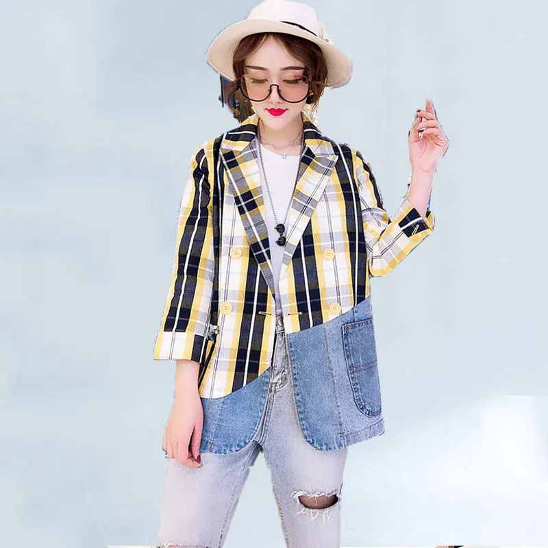 Blazer Women 2019 Autumn New Plaid Stitching Denim Jacket Women Fashion Casual Jacket Blazer Femme Suit Tide chaqueta mujer 362
Blazer Women 2019 Autumn New Plaid Stitching Denim Jacket Women Fashion Casual Jacket Blazer Femme Suit Tide chaqueta mujer 362
